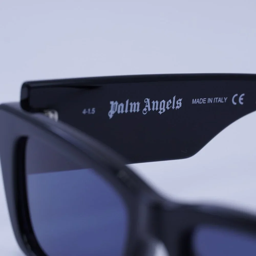 Palm Angels PERI002 PALM 1045 Sunglasses Black Rectangle Frame, Blue Lenses